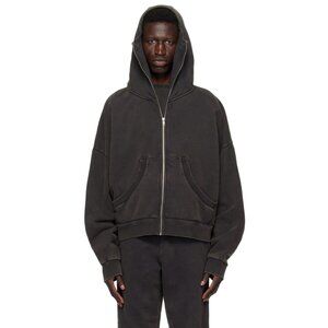 Entire Studios Black Full Zip Hoodie (S, Washed Black)